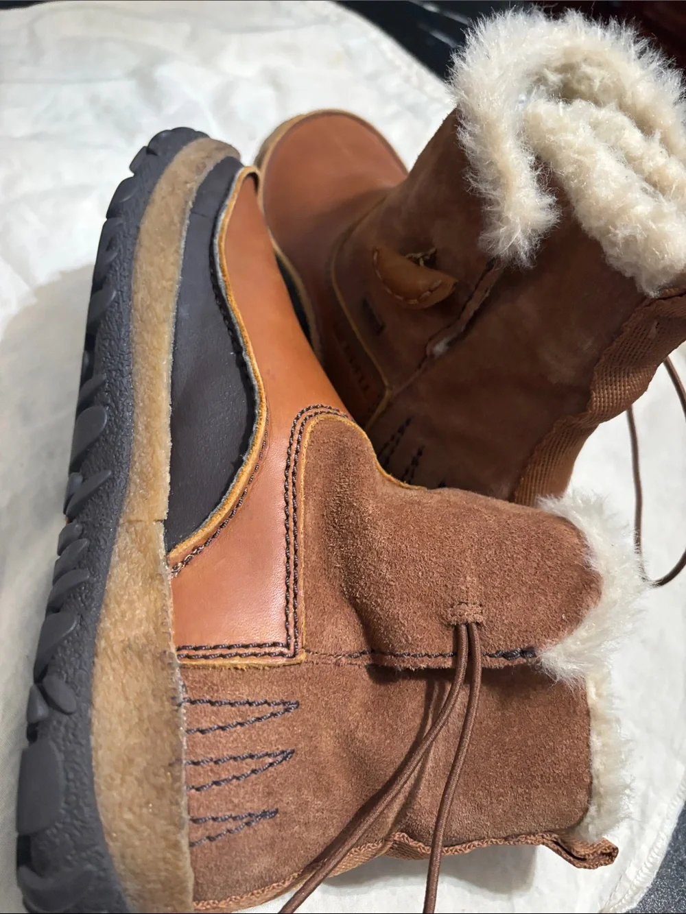 Merrell Chestnut Brown Leather Shearling Winter Ankle Boots